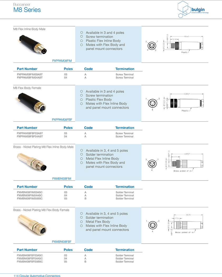 M8 A型公頭裝配式連接器規格型號