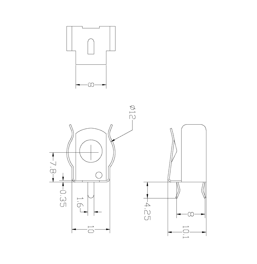 A915焊接式電池夾尺寸圖